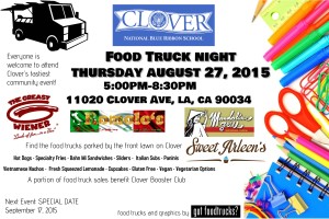 los angeles food trucks, clover avenue elementary school, food truck night, fundraiser, lausd, back to school, west los angeles mar vista free summer events